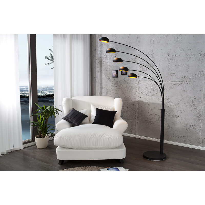 Lampa podłogowa Five Lights czarna złota - obrazek 3