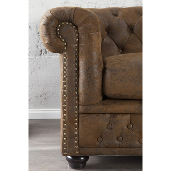 Sofa Chesterfield 3 antyczny brąz