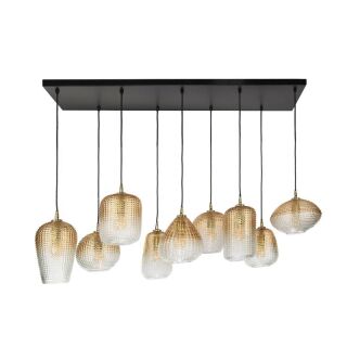 Lampa wisząca 9 kloszy kropki kryształowe